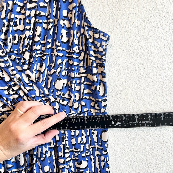 Charter Club Surplice Sleeveless Blue White Black Faux Wrap Dress Size Large - Picture 5 of 8